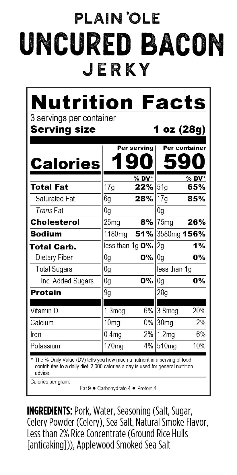 Uncured Bacon Jerky (12 pack)