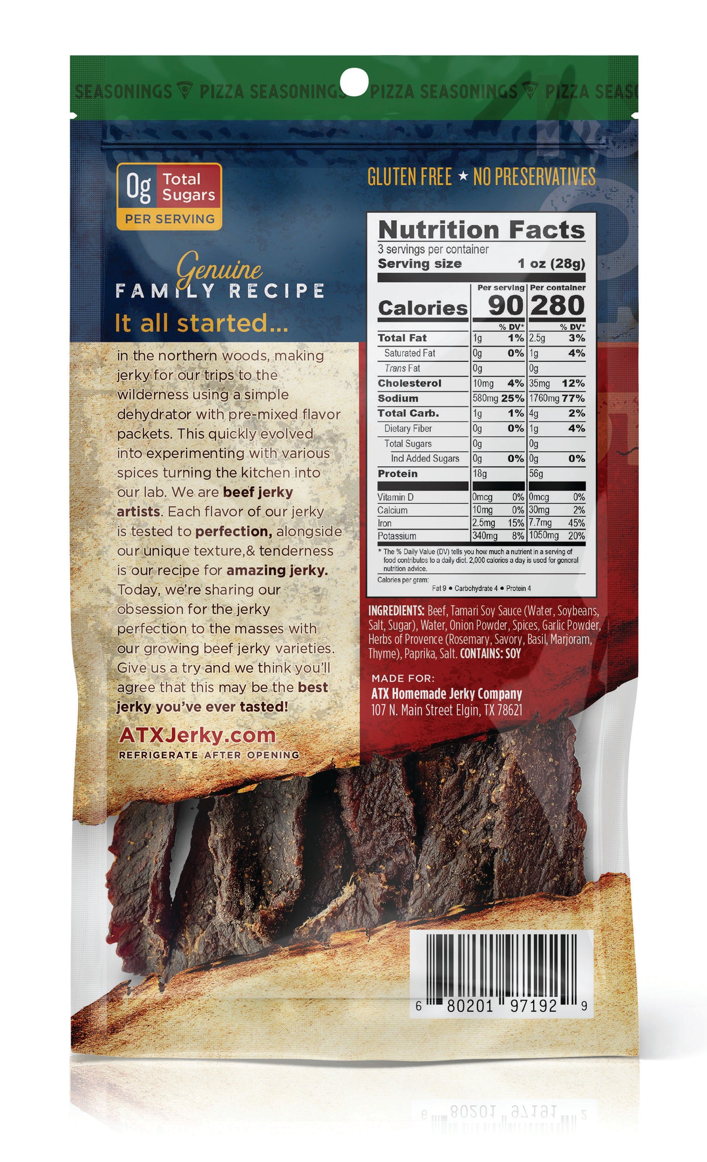 Pizza Flavored Beef Jerky (12 pack)