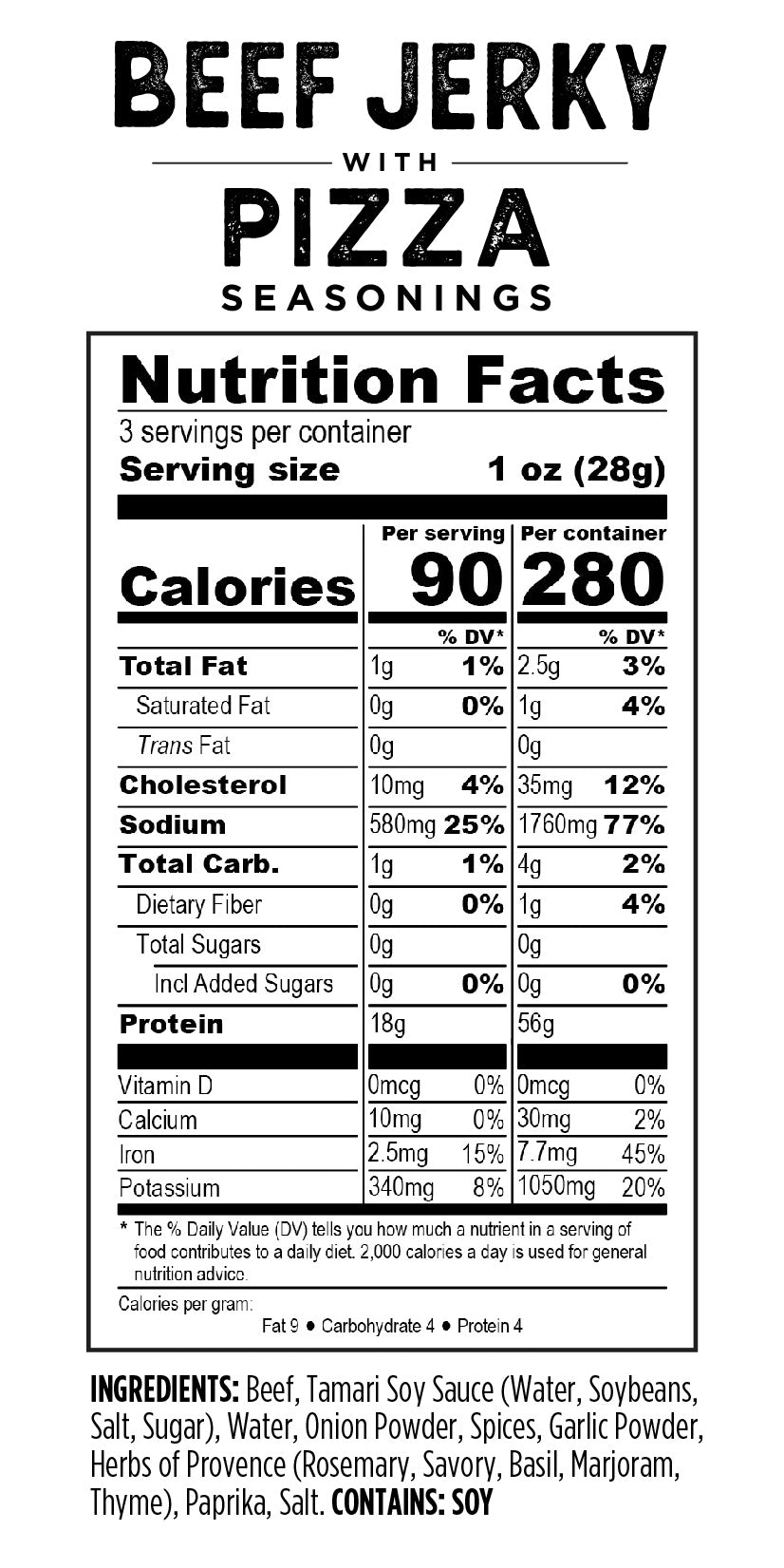 Pizza Flavored Beef Jerky (12 pack)
